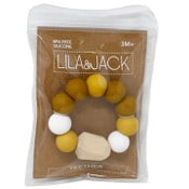 Wholesale - 1pc Silicone Balls Teether With Beechwood Gem - Mustard White C/P 100, UPC: 195010015813